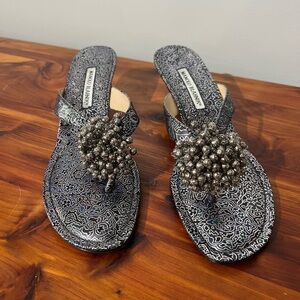 Vintage Manolo Blahnik Metallic Sandals with Silver Accents
